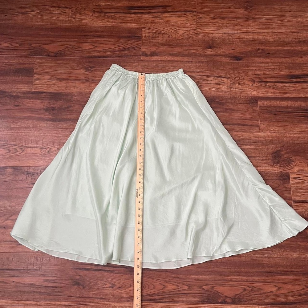 Vince Silk Midi Skirt Pastel Mint Green Women XS Minimalist Quiet Luxury Classic - Picture 2 of 6